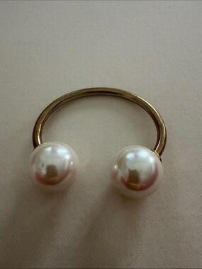 Zara Gold Open Cuff Bracelet with White Pearls
